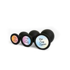 Анальная пробка силиконовая черна с надписью Our sexy Unicorn OKOVA размер L