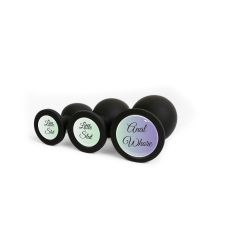 Анальная пробка силиконовая черная с надписью Anal Whore OKOVA размер L