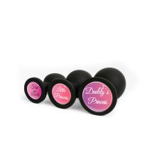 Анальная пробка силиконовая черная с надписью Little Princess OKOVA размер L