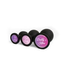 Анальная пробка силиконовая черная с надписью Daddy's Kitten OKOVA размер L