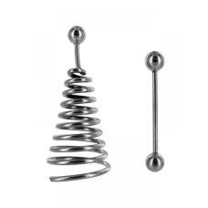 Спиральный удлинитель сосков с сережкой металлический серебристый Master Series 