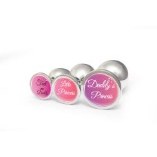 Анальная пробка металлическая серебристая с надписью Little Princess OKOVA размер M