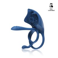 Эрекционное виброкольцо на член со стимуляцией клитора синее BeYourLover Barzillai 