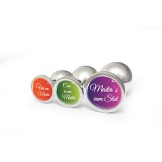 Анальная пробка металлическая серебристая с надписью Use me Master OKOVA размер L