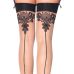 Чулки с узорами бежево черного цвета Leg Avenue Tana Sheer Thigh High Stockings размер Оne size
