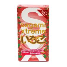 Супертонкі презервативи з натурального латексу з ароматом полуниці Sagami Xtreme Strawberry 10 штук