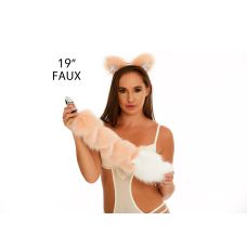 Анальний хвіст із стрічкою без пробки Персиковий із білим кінчиком OKOVA 500 мм