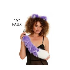 Анальний хвіст зі стрічкою без пробки Фіолетовий з білим кінчиком OKOVA 500 мм