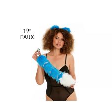 Анальний хвіст зі стрічкою без пробки Яскраво блакитний з білим кінчиком OKOVA 500 мм