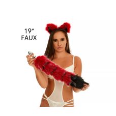 Анальний хвіст зі стрічкою без пробки Темно-червоний з чорним кінчиком OKOVA 500 мм