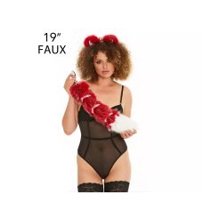 Анальный хвост с лентой без пробки Темно красный с белым кончиком OKOVA 500 мм