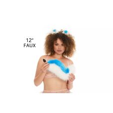 Анальний хвіст собаки без пробки Яскраво-блакитний з білим OKOVA 300 мм