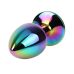 Металлическая анальная пробка с кристаллом S разноцветная Rainbow Gem Chisa
