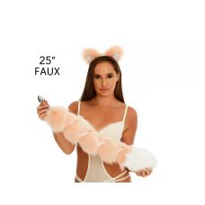 Анальний хвіст із стрічкою без пробки Персиковий із білим кінчиком OKOVA 600 мм