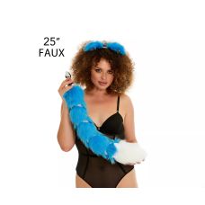 Анальний хвіст зі стрічкою без пробки Яскраво блакитний з білим кінчиком OKOVA 600 мм