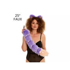 Анальний хвіст зі стрічкою без пробки Фіолетовий з персиковим кінчиком OKOVA 600 мм