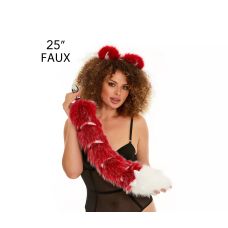 Анальный хвост с лентой без пробки Темно красный с белым кончиком OKOVA 600 мм