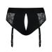 Трусики для страпона с подтяжками для чулок и кружевными вставками черного цвета Strap on me размер L
