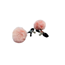 Затискачі на соски з помпонами рожевого кольору DS Fetish Nipple clamps metal poliester