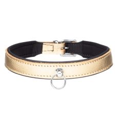 Ошейник с кольцом из натуральной кожи золотистый DS Fetish 