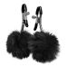 Зажимы на соски с помпонами черного цвета DS Fetish Nipple clamps metal poliester