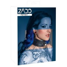 Ошейник с металлическим кольцом БДСМ из натуральной кожи черного цвета Zado размеры S M