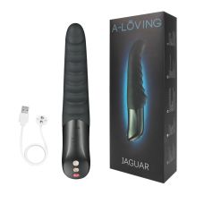 Вібратор-пульсатор ребристий 23,7 см / 3,7 см JAGUAR 10 режимів вібрації і пульсації червоний жорсткий Оргазм