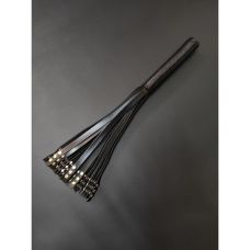 Плеть на 20 хвостов с металлическими заклепками кожаная черная Candy Hero 