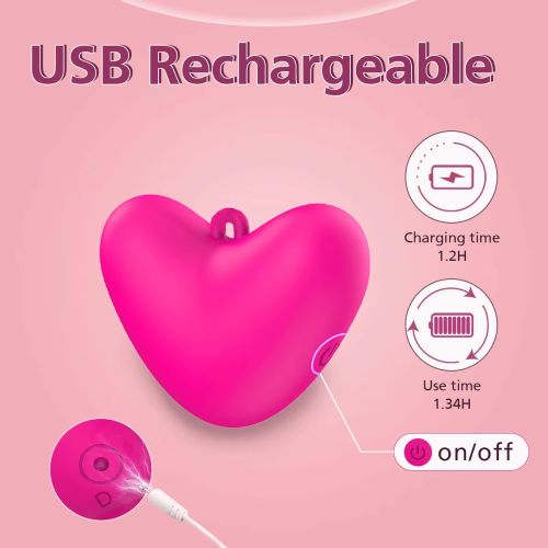 Міні-вібратор кліторальний та для сосків у формі серця рожевий Every Night Toys Eileen 10 режимів вібрації