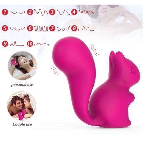 Мини-вибратор клиторальный в форме белочки розовый Every Night Toys Debbie 10 режимов вибрации