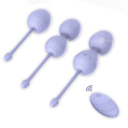 Набор вагинальных шариков с вибрацией и дистанционным пультом управления сиреневого цвета Every Night Toys Lela 3 штуки