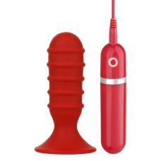 Анальна вібропробка червона Dream Toys Menzstuff Ribbed Torpedo