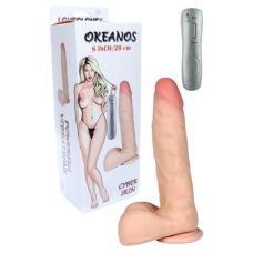 Вібратор реалістичний на присосці з кібершкіри бежевого кольору з пультом ДК Loveclonex Okeanos