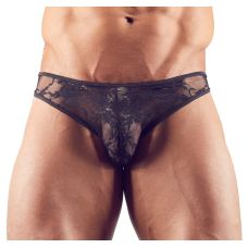 Мужские трусы полупрозрачные кружевные черного цвета Sven Joy Ment размер M
