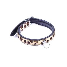 Ошейник из натурального меха пони леопардовой расцветки DS Fetish 
