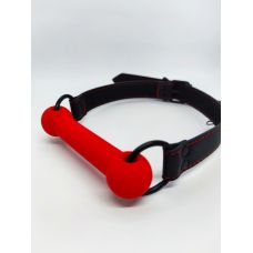 Кляп косточка для рта БДСМ красно черного цвета DS Fetish Mouth silicone gag