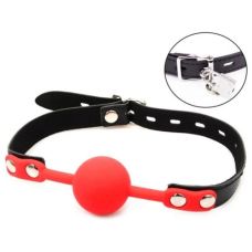 Кляп в рот БДСМ силиконовый красно черного цвета DS Fetish Silicone ball gag red