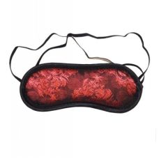 Маска на глаза БДСМ черного цвета с красной вышивкой DS Fetish