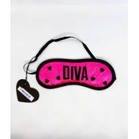 Маска на глаза с черной оборкой и надписью Diva розового цвета DS Fetish Blindfold Diva rose satin