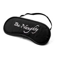 Маска на очі чорного кольору БДСМ із сірим написом Be Naughty DS Fetish