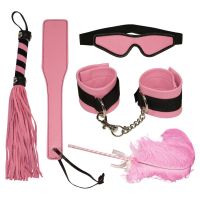 Набір для БДСМ рожевого чорного кольору Bad Kitty Fesselset 5 предметів