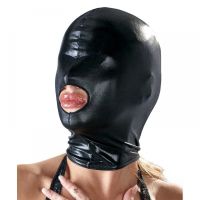 Маска на лицо БДСМ с  отверстием для рта черного цвета Foxshow