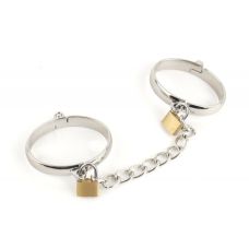 Оковы БДСМ с цепью и замочками металлические серебристого цвета DS Fetish