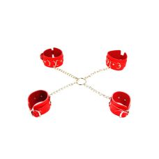 Система фиксации для тела БДСМ красного цвета DS Fetish Hogtie restraints with chain red