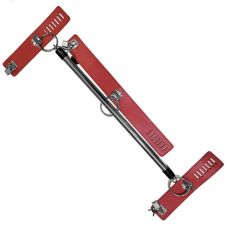 Розпірка для фіксації БДСМ з нашийником та наручниками зі штучної шкіри червоного кольору DS Fetish довжина 500 мм