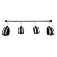 Розпірка для фіксації БДСМ з наручниками та кайданами зі штучної шкіри чорно сіра DS Fetish довжина 570 мм