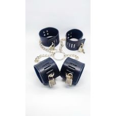 Система бондажу БДСМ для фіксації рук та ніг із замками чорного кольору DS Fetish ankle spreader bar black