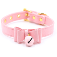 Ошейник БДСМ с колокольчиком розового цвета DS Fetish Collar pink with bell