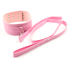 Нашийник з повідцем БДСМ рожевого кольору DS Fetish Collar with leash pink metal
