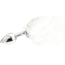 Анальна металева пробка з білим хвостиком S